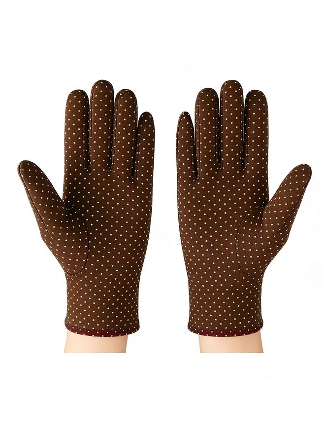 واي جيه قفازات نسائية مقاومة للتجمد، عصرية، جميلة ورقيقة، قفازات ركوب الدراجة في الهواء الطلق، قفازات للشاشة اللمسية، قفازات القيادة الشتوية، باللون البني - Image 1